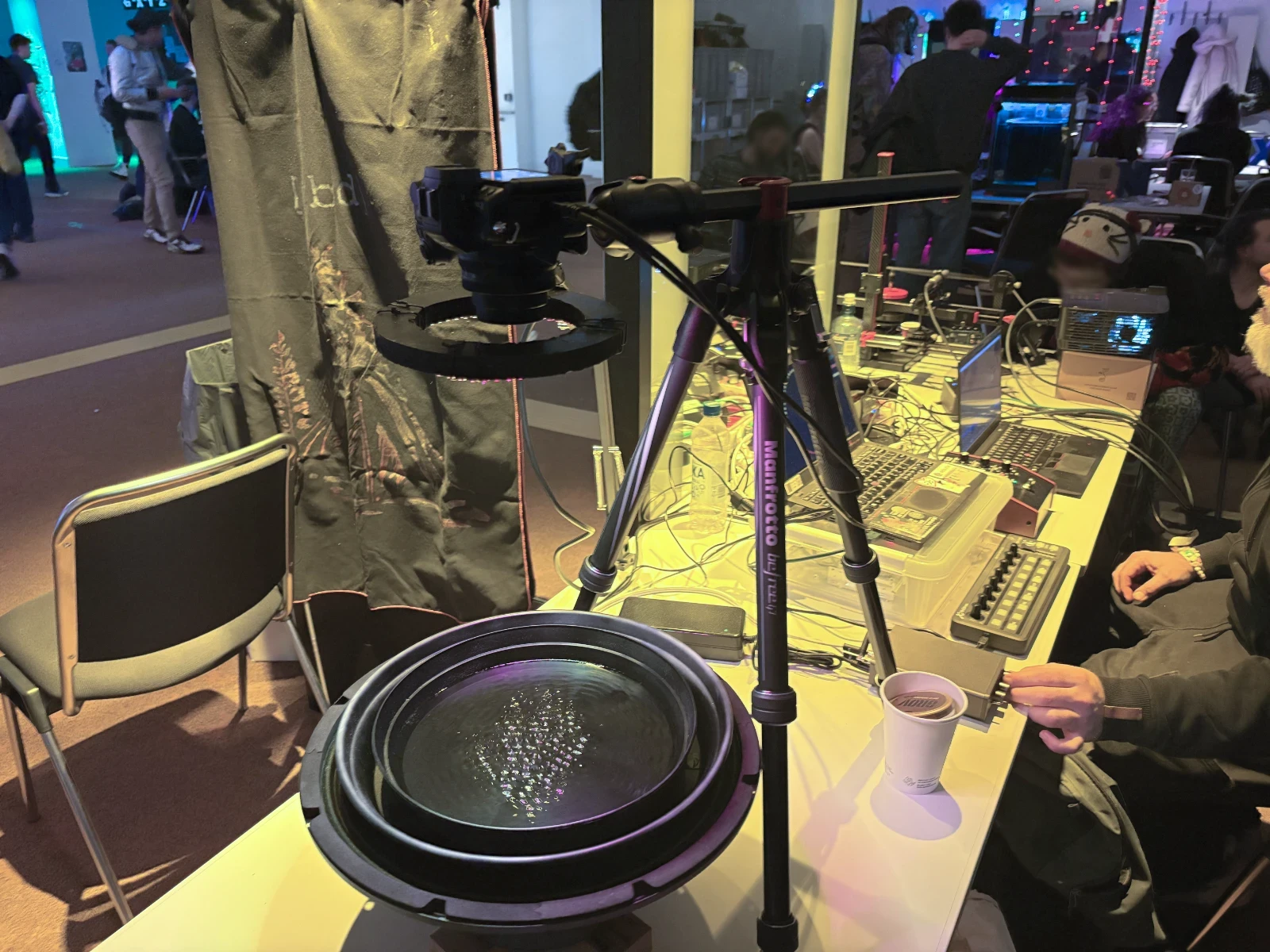 A loudpeaker filled with water.