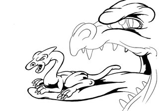 Step 2: Refining the contours and adding more details to the dragons.