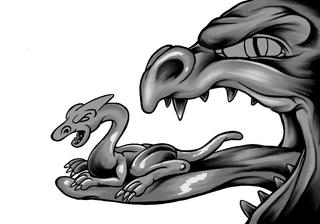 Step 4: Further refining the dragons and adding more details.