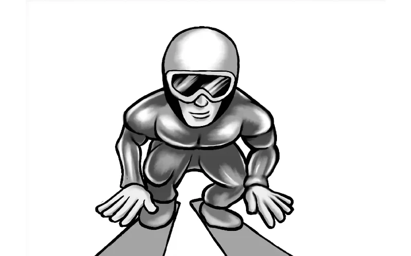 In the third step, I had completed the grayscale image of the ski jumper in Procreate