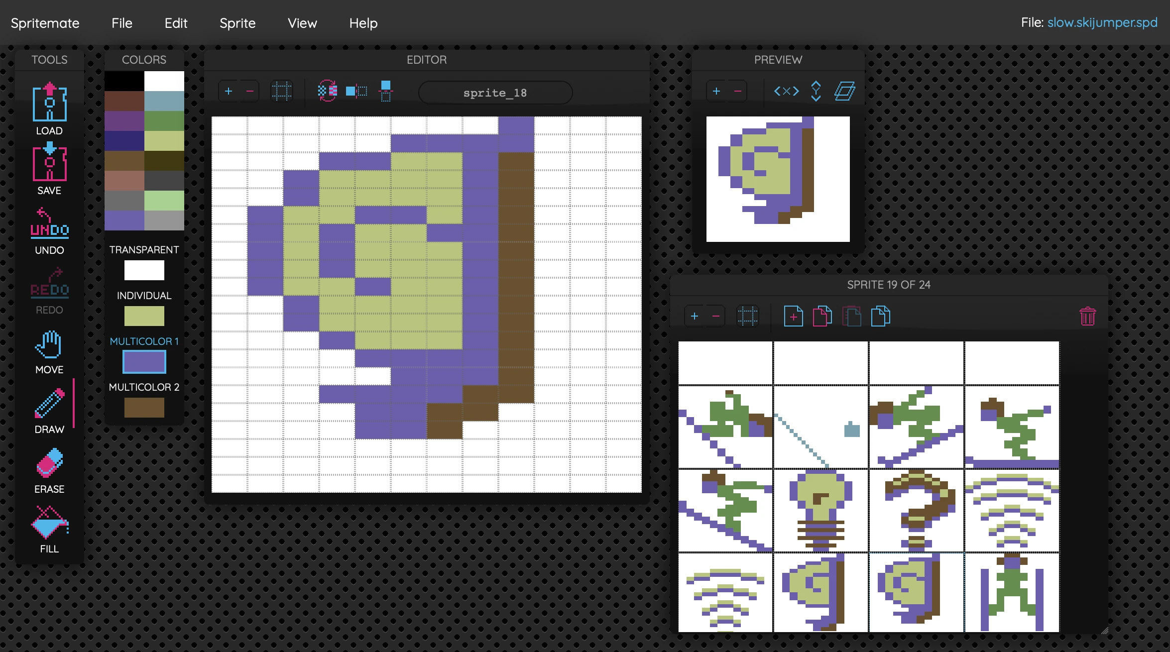 The interface of the Spritemate sprite editor