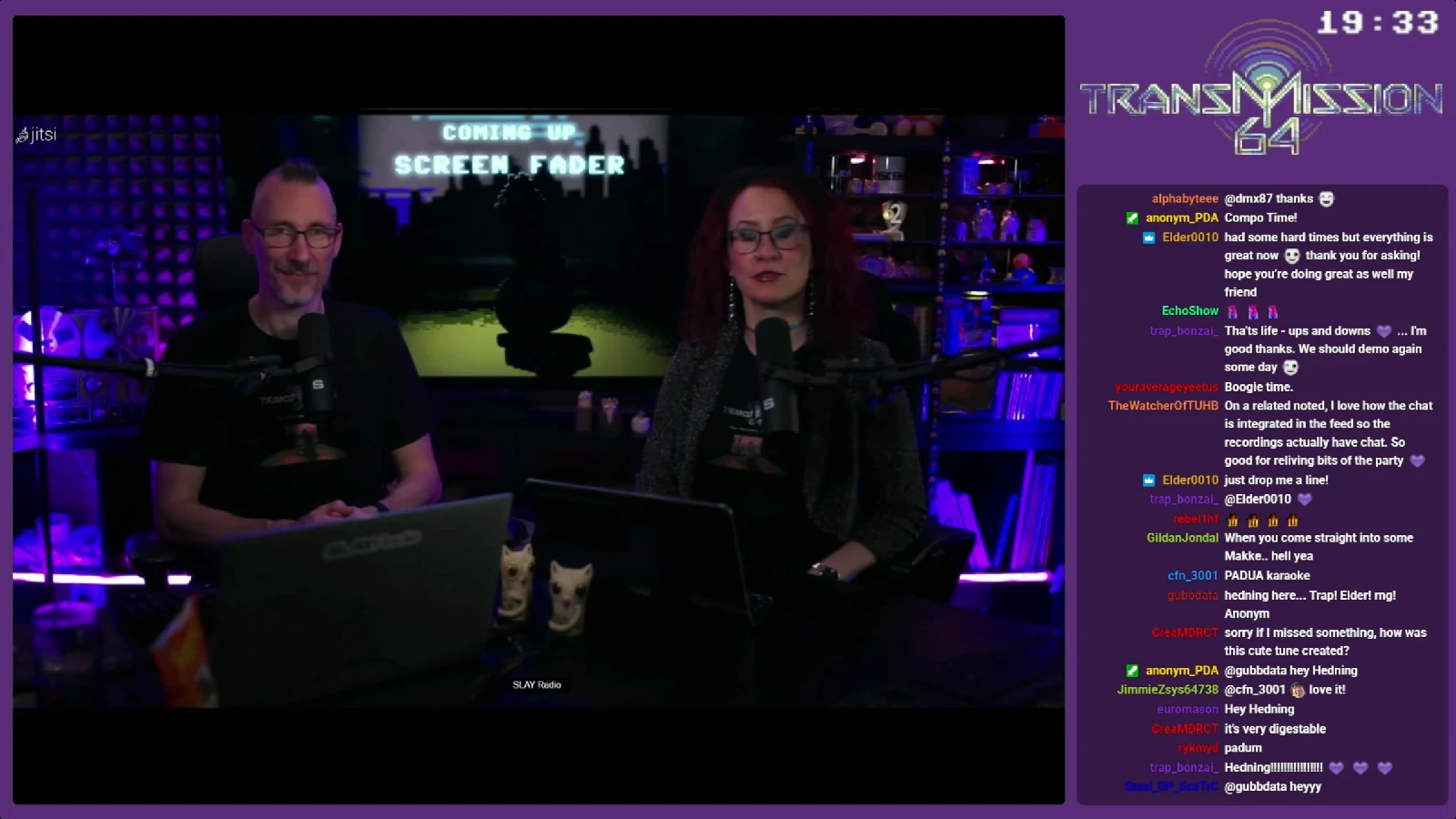 The Transmission64 Twitch stream showing the demo competition