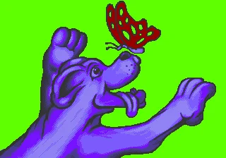 The finished drawing of the dog with its new friend, the butterfly.