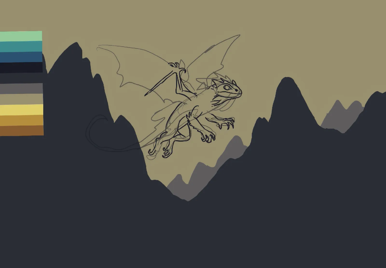 Step 2 of Lizard drawing in Procreate on the iPad Pro