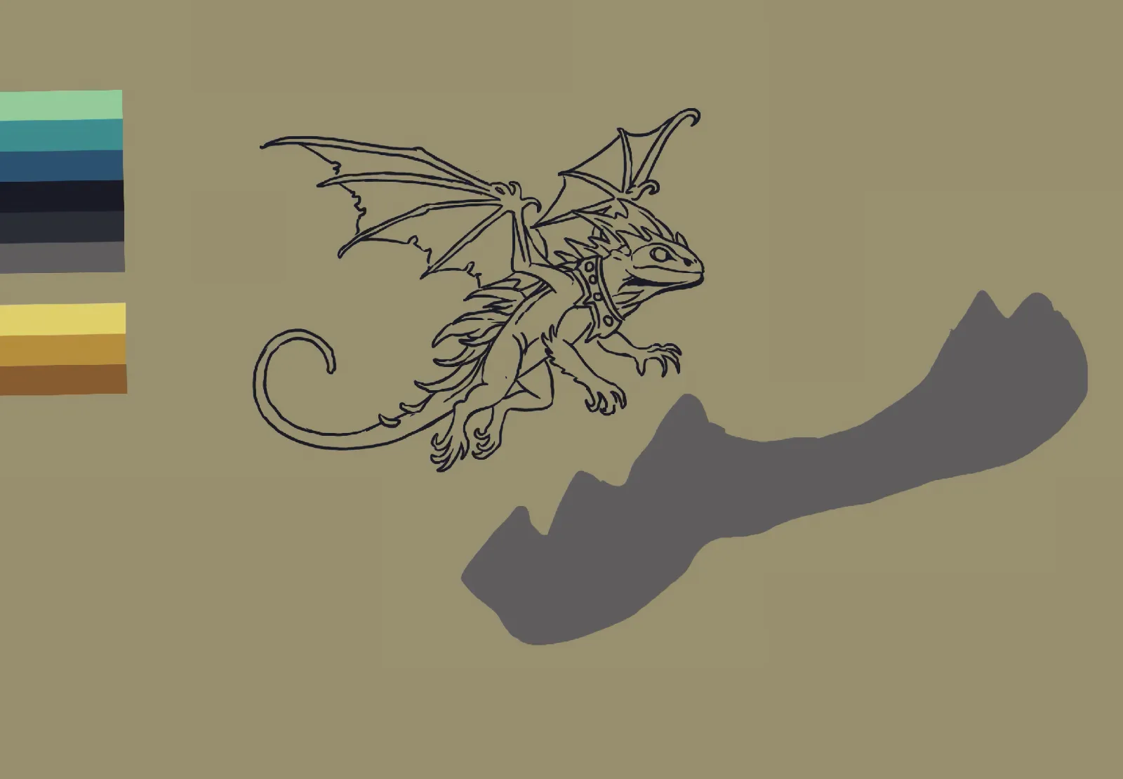 Step 3 of Lizard drawing in Procreate on the iPad Pro