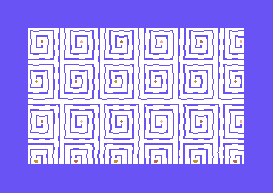 An animated capture of the Animated Squiral C64 demo cycling through its screens.