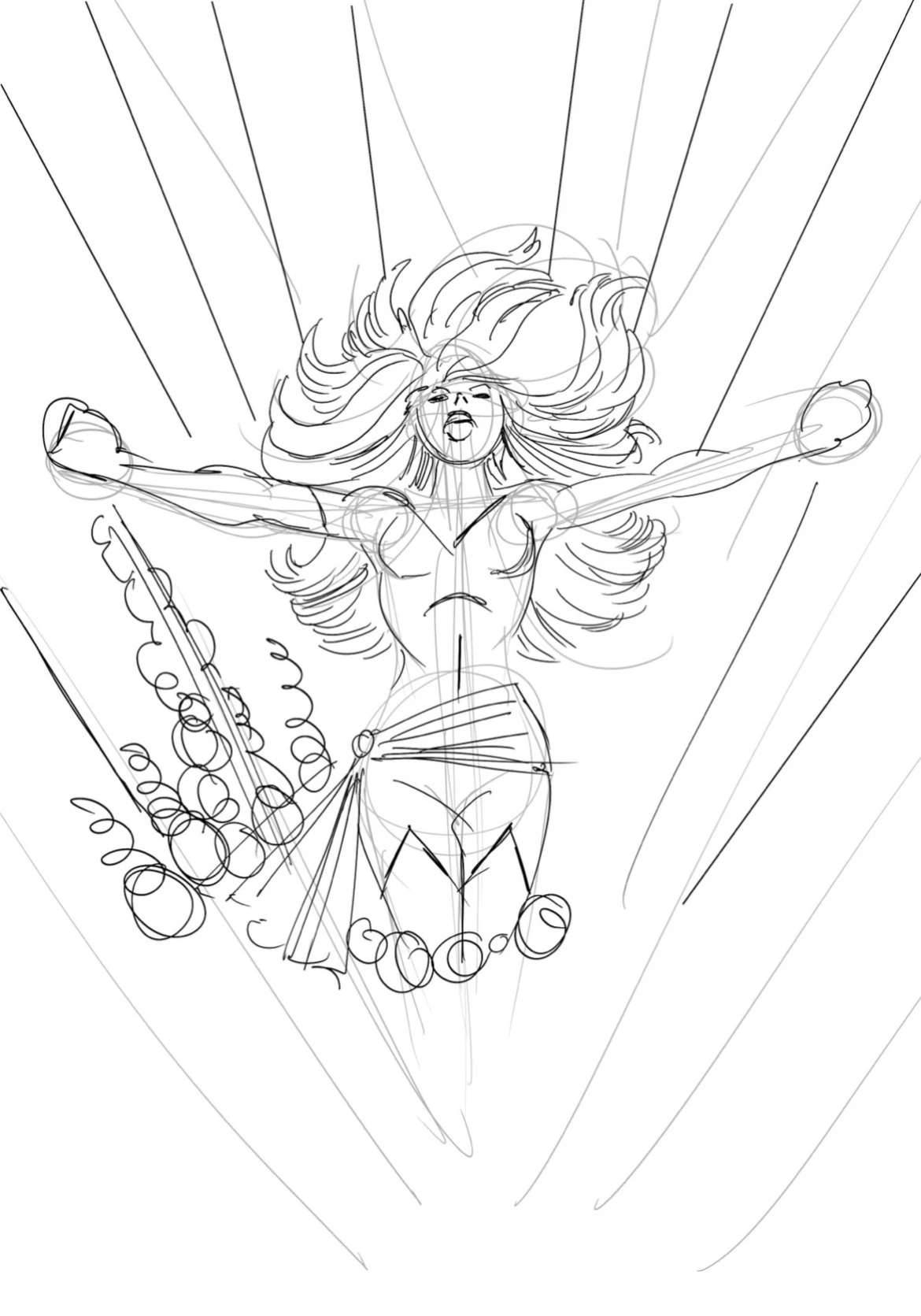 Phoenix Colors, step 2: the form sketched in.