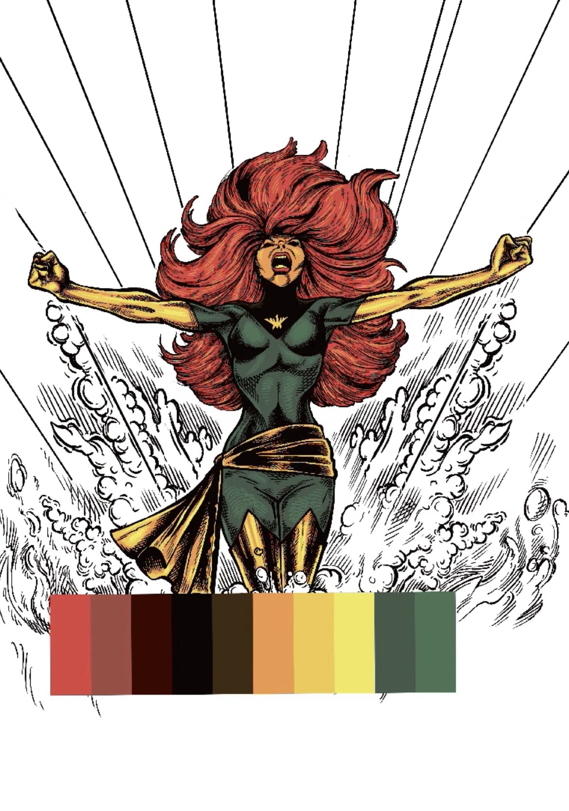 Phoenix Colors, step 5: color layers within the palette.