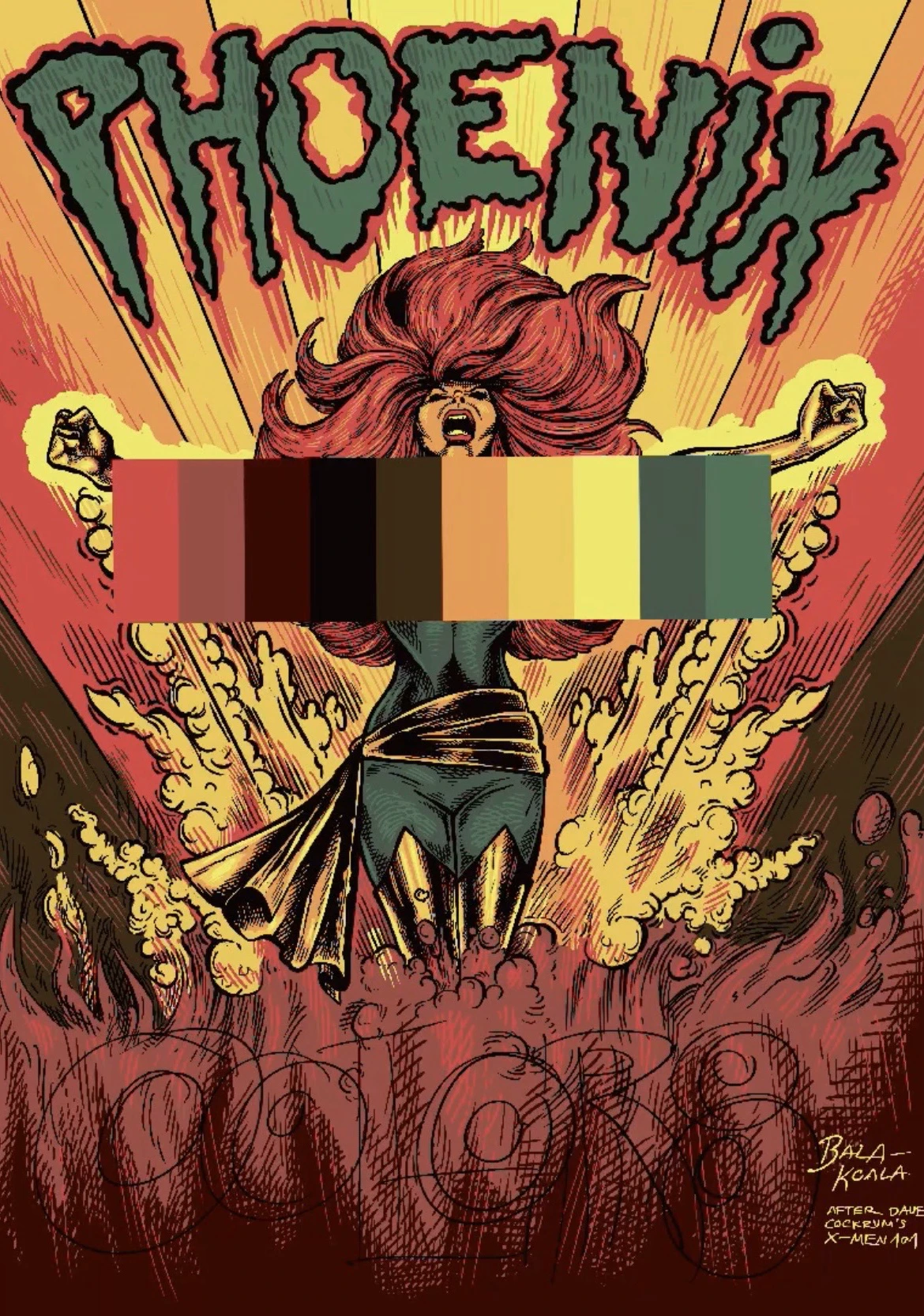 Phoenix Colors, step 6: the finished coloring before quantization.