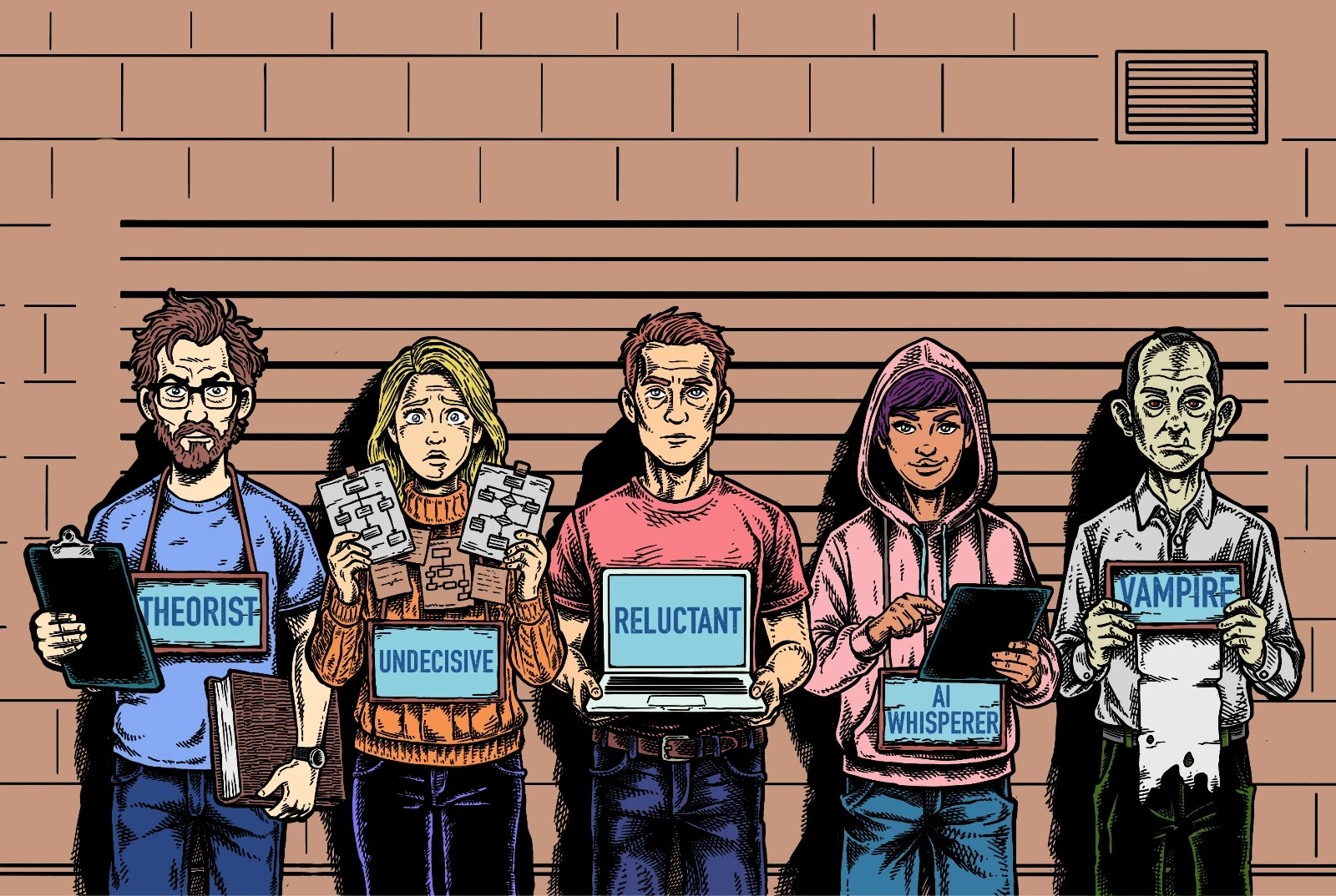 Five of the archetypes in a lineup.