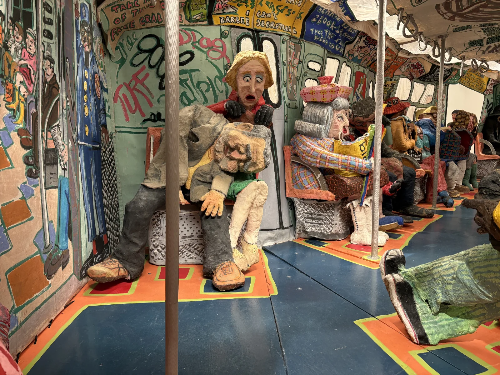 A photo showing the texture and construction of the Ruckus Subway's wooden floor and interior walls.