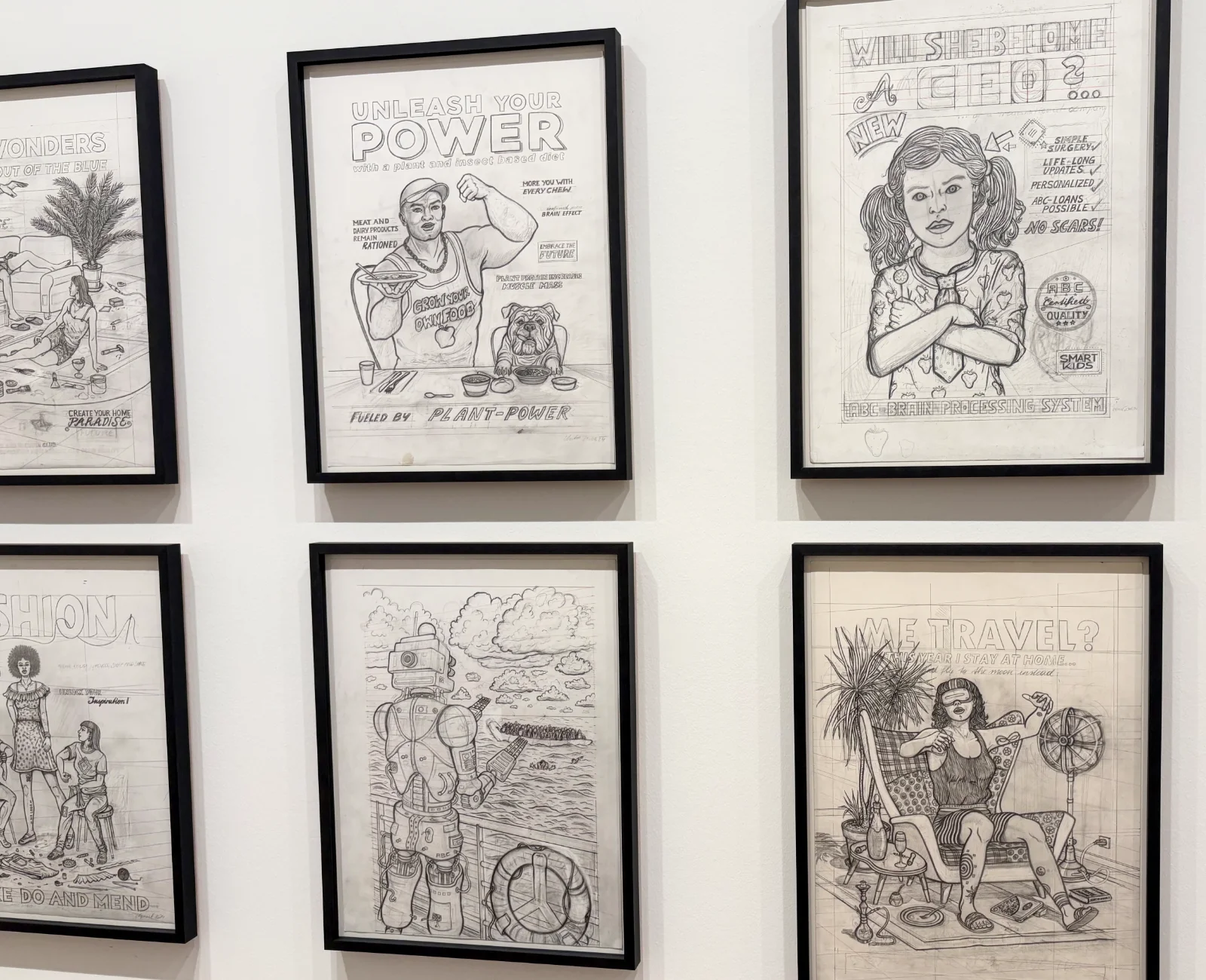 A close-up of a Michaela Konrad sketch showing fine pencil lines and shading on a comic character.