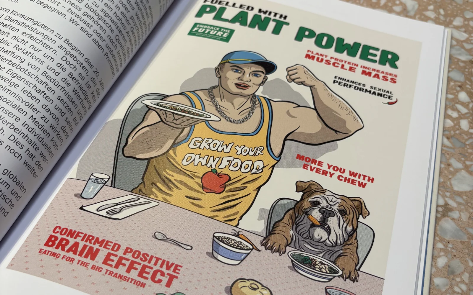 A display board featuring multiple small sketches and notes from Michaela Konrad's creative process.