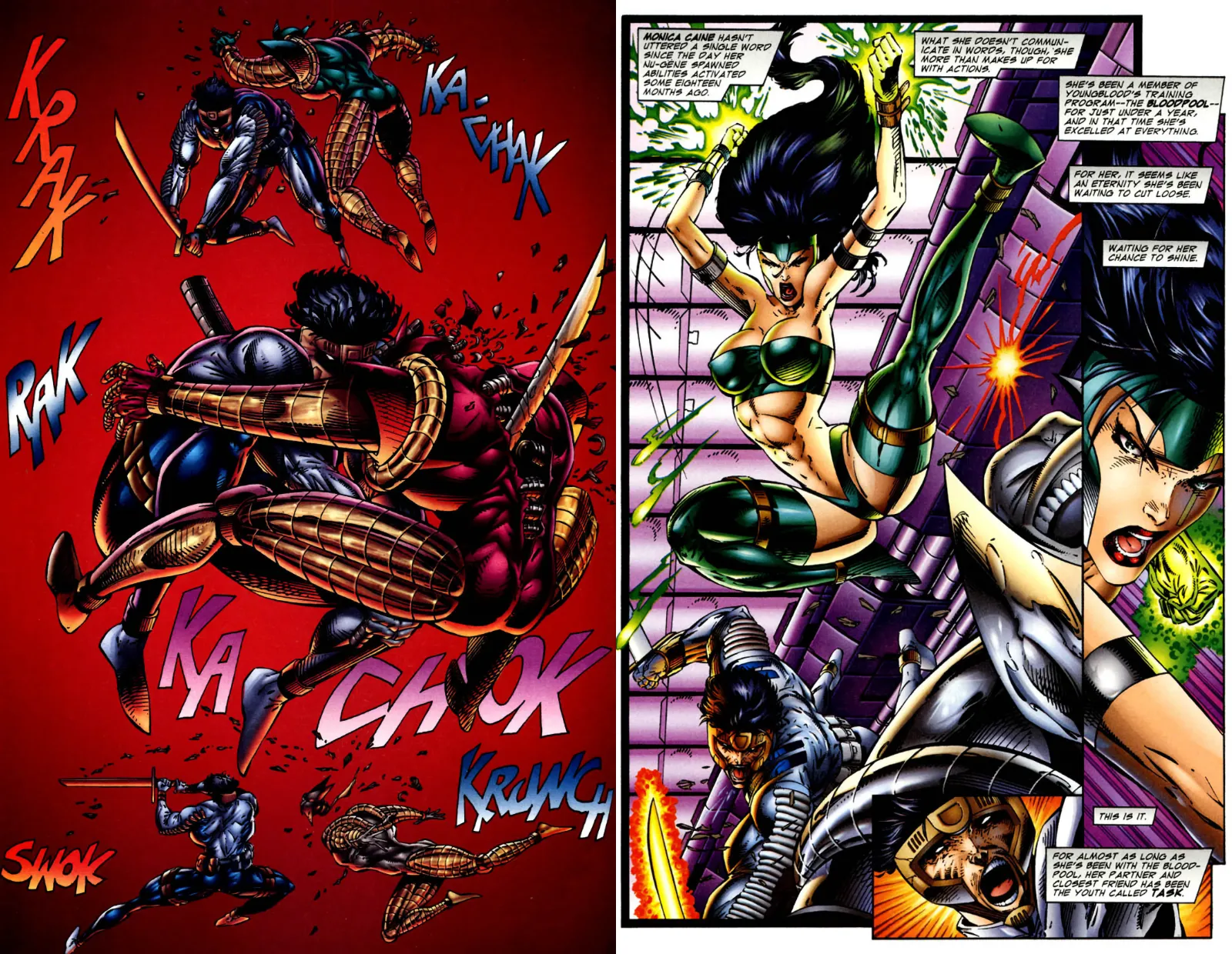 The absurd and exaggerated action typical of Rob Liefeld's style