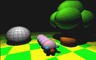 3D-rendered spheres floating over a checkered board