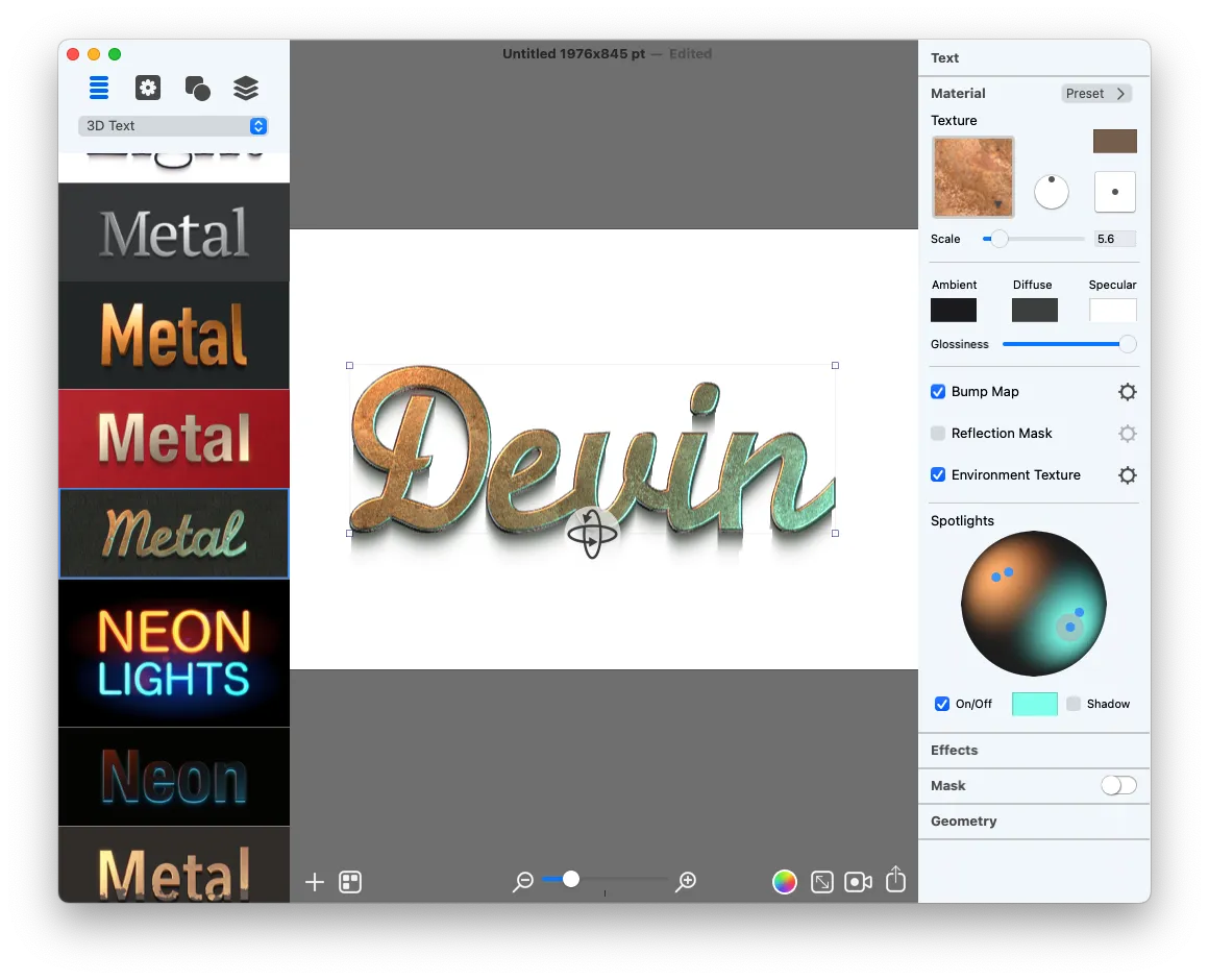 Generating the titles using ArtText4