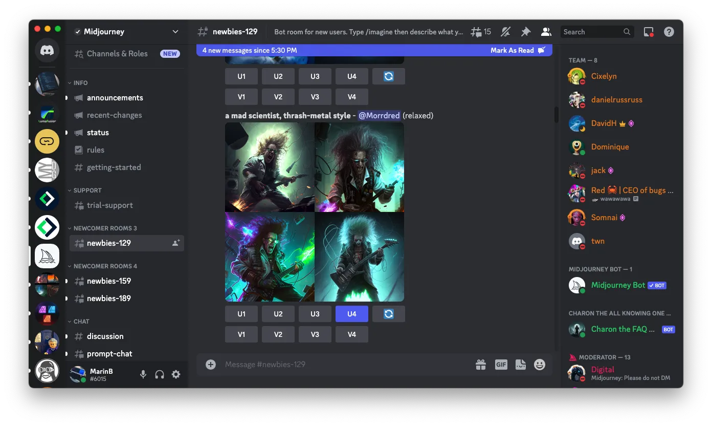 Generating images using Midjourney AI