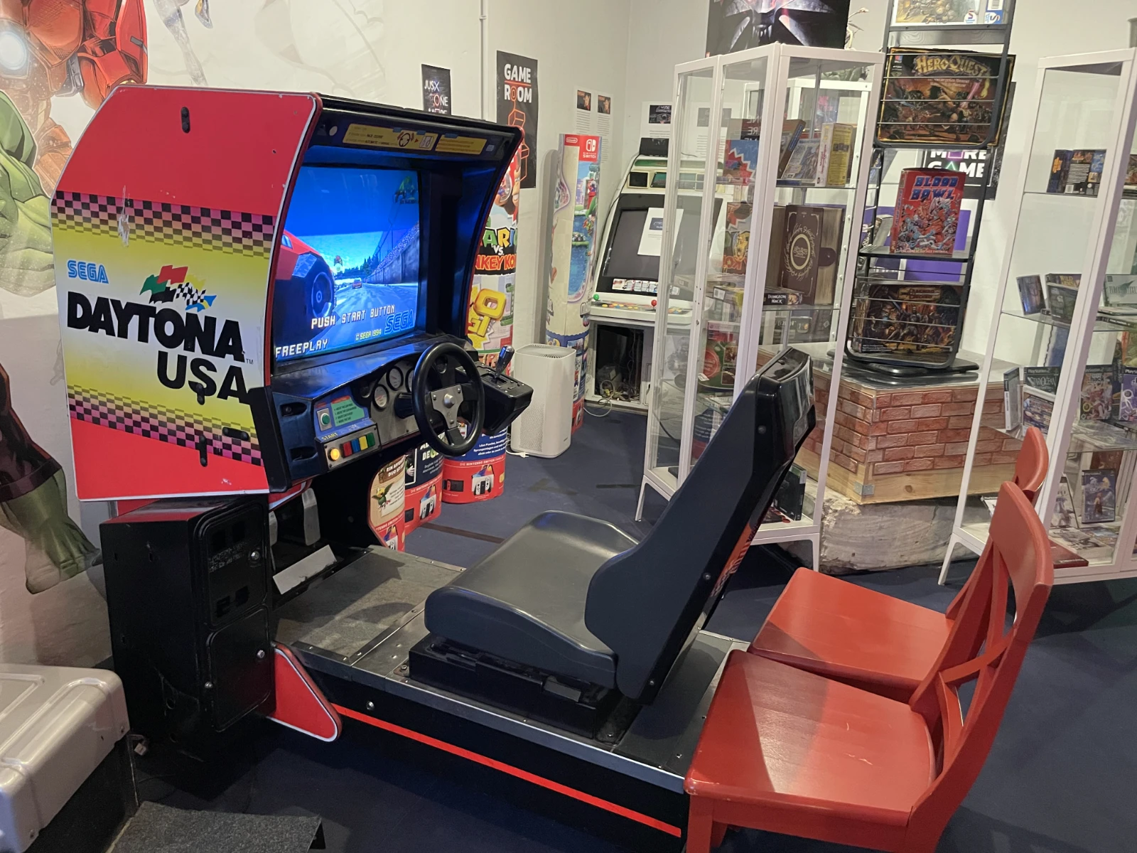 Daytona USA racing arcade machine.