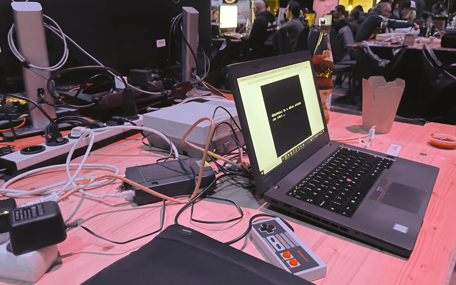 chellomere's setup at Revision with hardware used for graphics work.