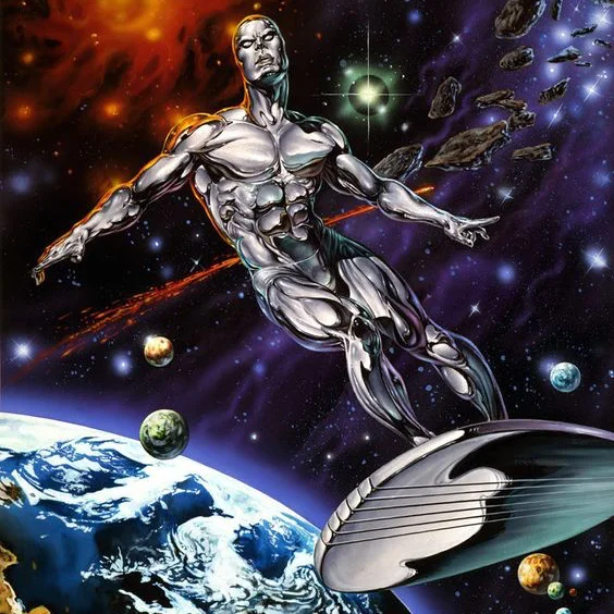 Painting of the Silver Surfer by Joe Jusko