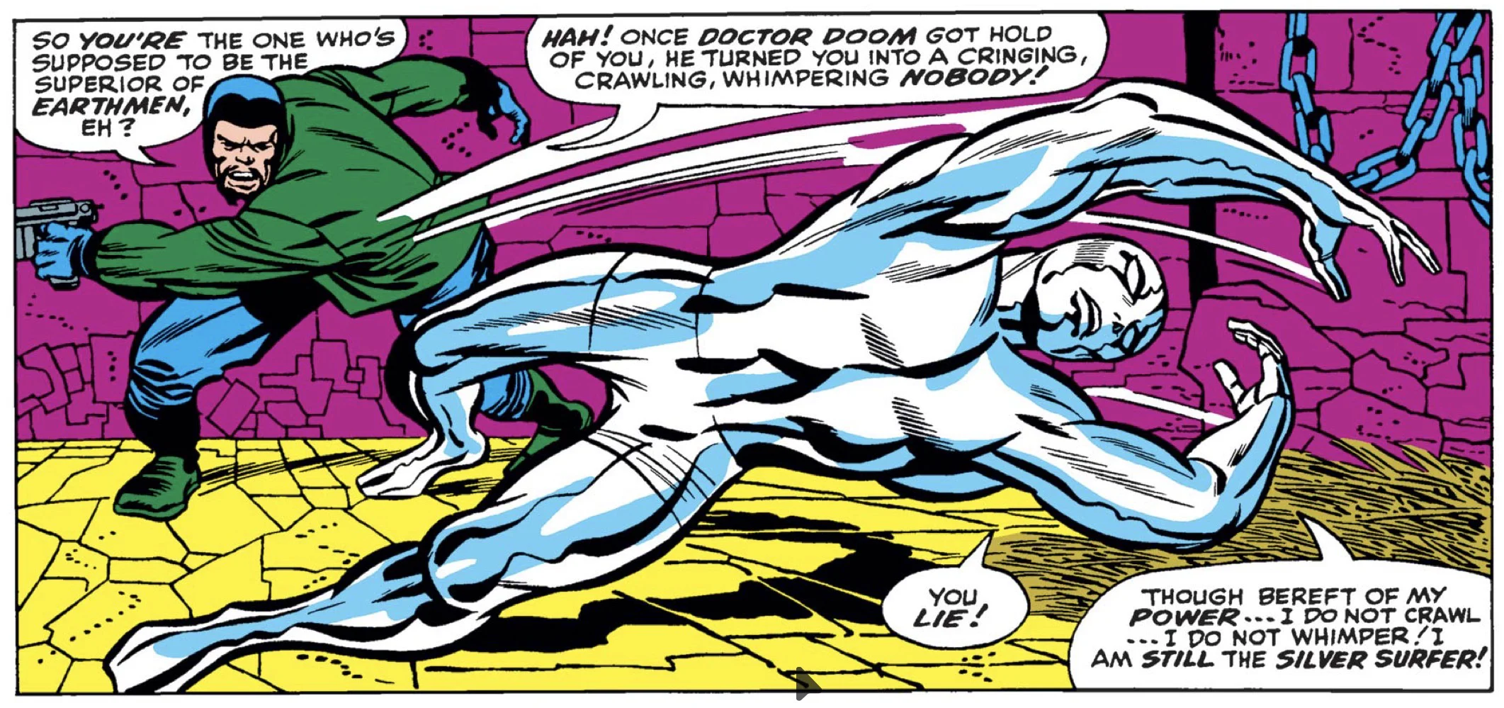Later appearance of the Silver Surfer with pants