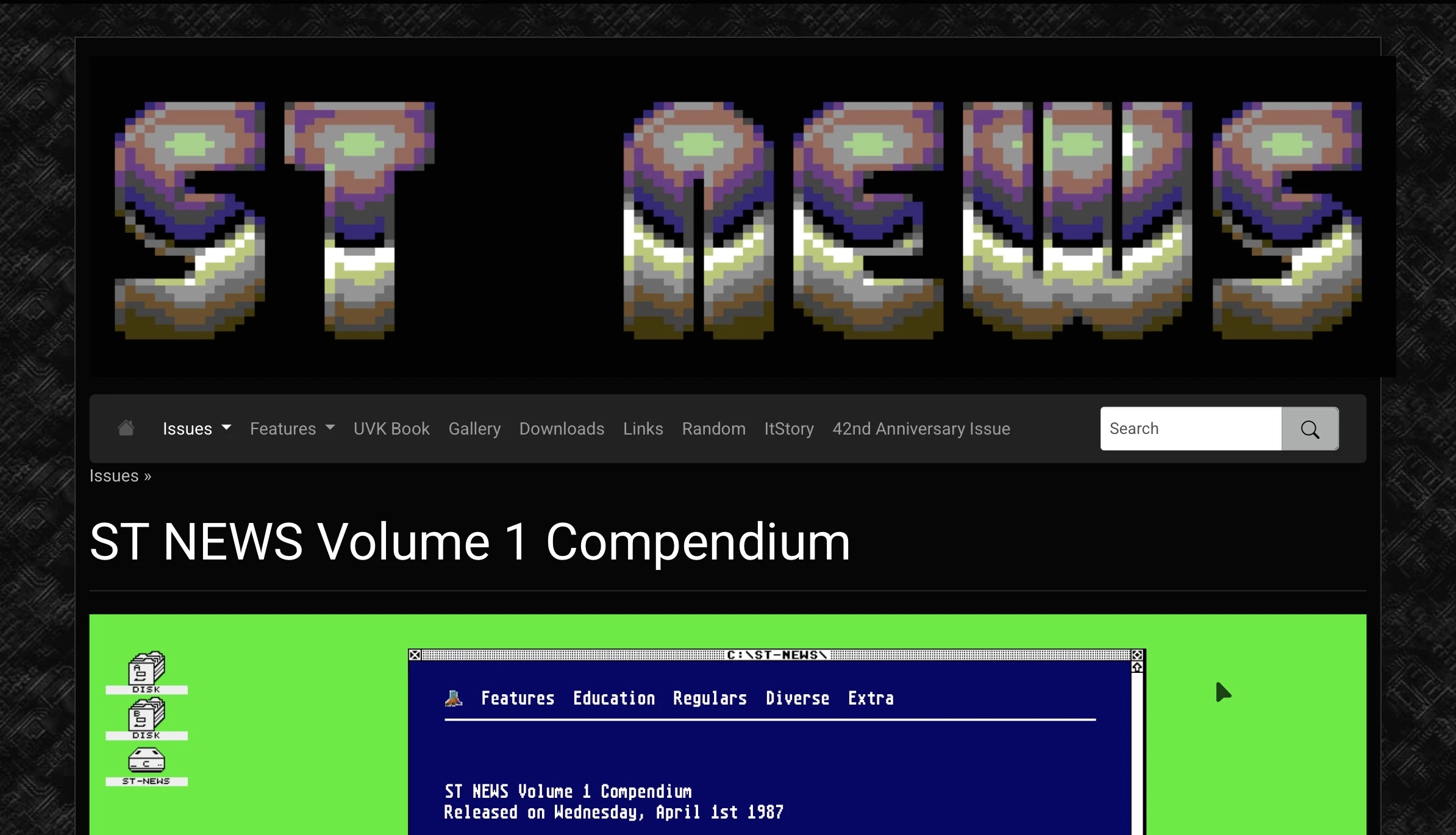 The ST-News website showing the first issue