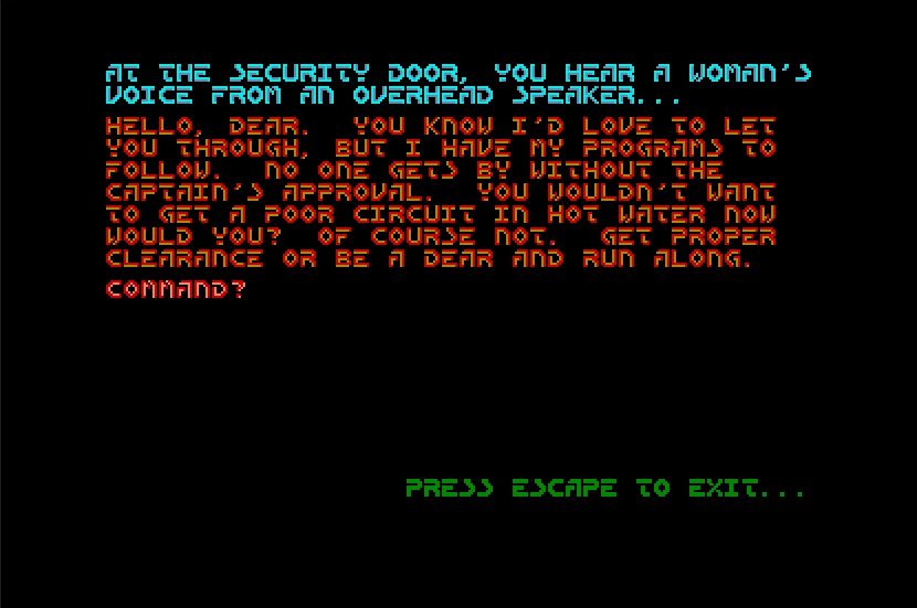 A different text adventure section of the Excalibur level