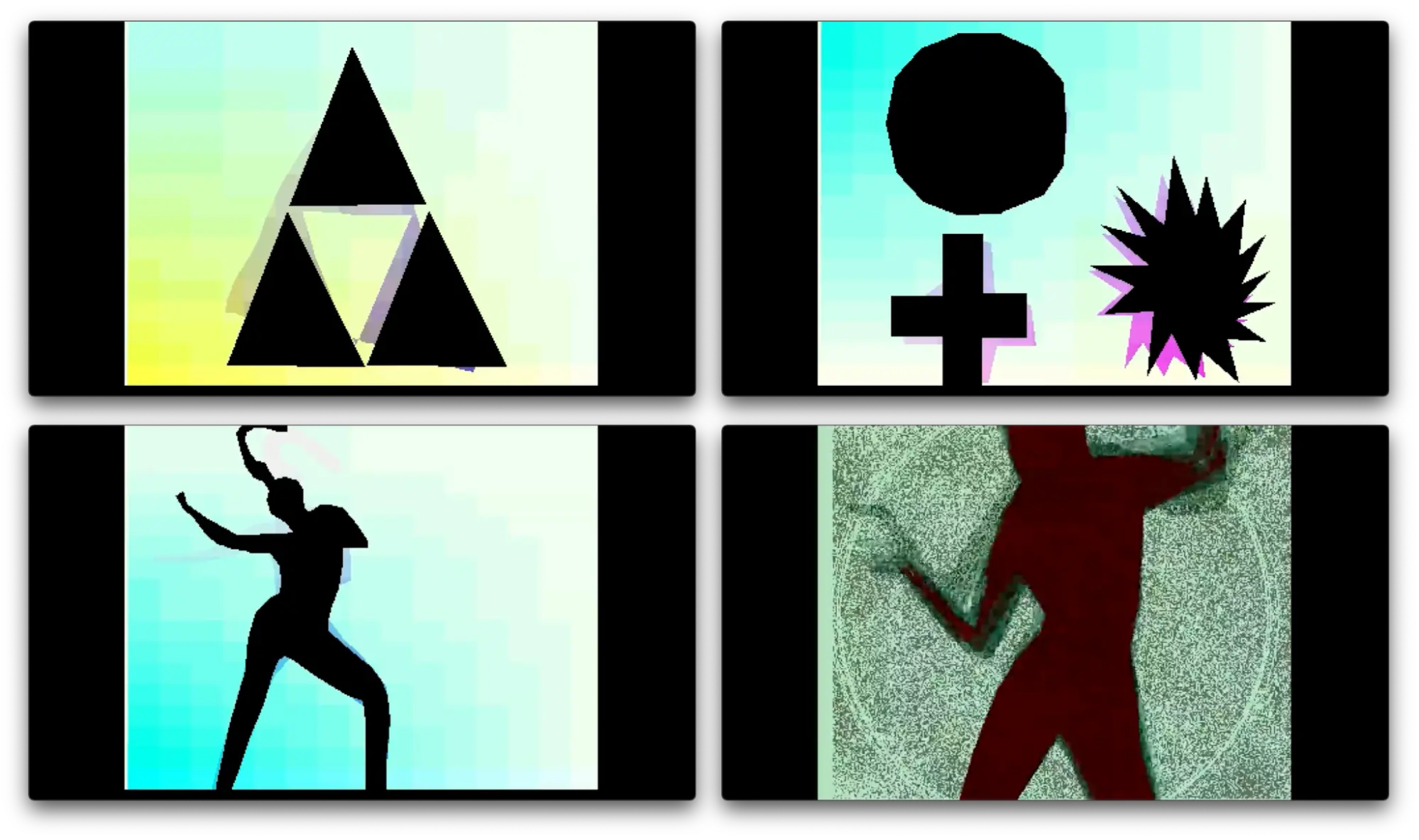 Triangles, circles and stars rotating
